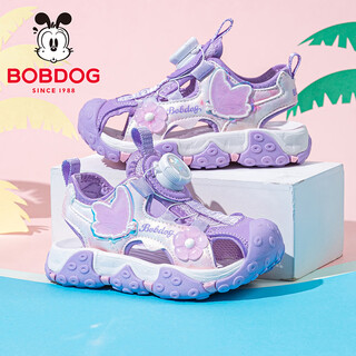 Bobdog children's shoes, girls' shoes, 2026 new summer little girl princess shoes, summer children's toe-cap beach shoes, bright purple 28, inner length 18cm, suitable for feet 17.5cm long