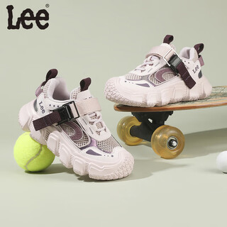 Lee children's sports shoes, breathable and lightweight, spring casual shoes, outdoor shoes, velcro running shoes for boys and girls, pink 26, recommended foot length 156.3mm