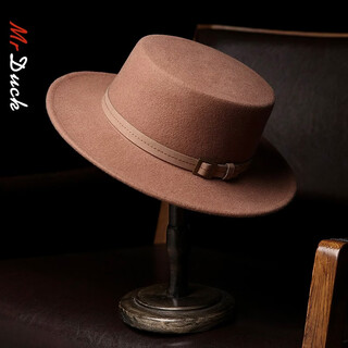 Mr duck imported australian 100 woolen white hat for autumn and winter coat wear flat hat flat brim hat mw216247-medium camel large rim 7cm style s suitable for 52-54cm head circumference