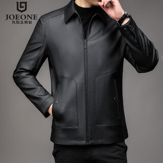 Joeone 2026 spring and autumn men's jacket business stand collar pu leather jacket short casual jacket plus velvet thickening black thin m 170-