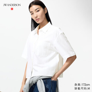 Uniqlo collaboration/women's oxford box shirt/short-sleeved shirt 484849 00 white m