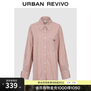 Ur2026 spring new women's trendy plaid interesting pattern cotton cardigan shirt uyv260020 red plaid s