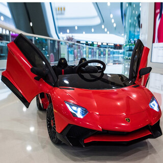 Cooperate with lamborghini children's electric car four-wheeled with remote control baby toy sports car can sit on the stroller red bluetooth + fast charging + alloy shell lithium battery