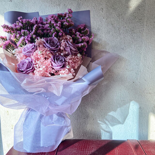 Korean-style pink rose everlasting flower dried flower bouquet for best friend’s birthday gift mother’s day gift box girlfriend shanghai purple rose everlasting flower upgraded version large hand holding height nearly 60cm