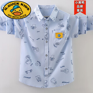 G.duck boys pure cotton long-sleeved shirt spring and autumn thin children's clothing children's 2025 new autumn clothing autumn boys' shirt jacket blue 150 cm