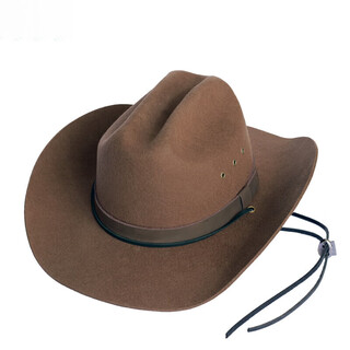 Lee dprre american western cowboy hat for men and women wool hard big brim top hat retro equestrian camping big head tibetan hat brown upgraded version + genuine leather decoration adjustable small l (57-59cm) medium to large head circumference