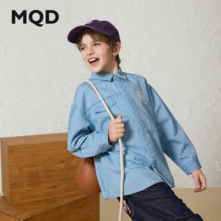 Mqd boys' college style travel wear lapel denim shirt washed