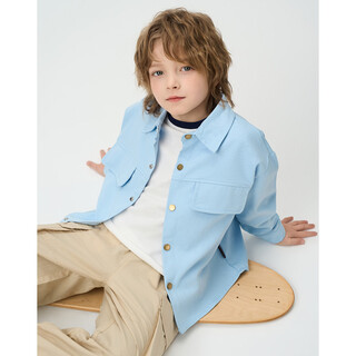 Montagut boys and girls spring and autumn pure cotton lapel comfortable and breathable casual workwear style shirt fresh simple versatile top