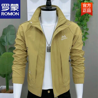 Romon men's jacket autumn new jacket fashion korean slim fit light luxurious stand collar casual handsome versatile trend ginger m recommended 90-110 jin jin equals 0.5 kg