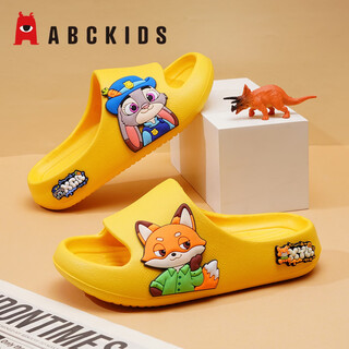 Abc kids children's slippers boys 2026 new boys and girls indoor home soft-soled anti-slip cartoon breathable and comfortable slippers yellow nick judy 26/27 inner length 18cm