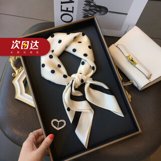 Giaventola silk scarf women's 100% mulberry silk square scarf light luxury mother's day birthday gift for girls, moms and elder leaders polka dot off-white high-end practical versatile gift box