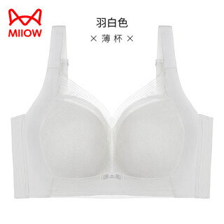 Miiow new year red big breast revealing small thin breathable underwear women's large size anti-sagging breast reduction seamless bra feather white 90b