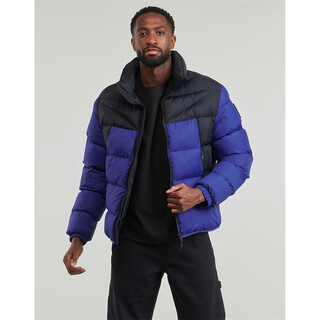 Napapijri men's thickened warm cotton clothes stand collar coldproof bread jackets black and blue color matching outdoor casual tops 026 new style black blue l (eu)