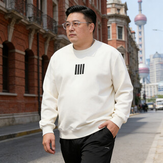 Playboy (playboy) plus size men's clothing 2026 spring and autumn new style sweaters round neck loose plus size plus size fat men's versatile bottoming shirt beige 4xl recommended 160-180 jin jin equals 0.5 kg