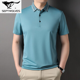 Septwolves 2026 summer men's t-shirt short-sleeved new style young and middle-aged casual solid color t-shirt loose half-sleeved shirt versatile men's clothing lake green m 165/105