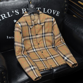 B prorsum winter new fashion brand men's lapel plaid cotton coat handsome young thick cotton top khaki 5xl
