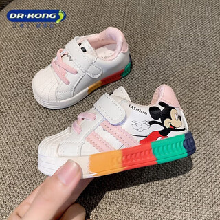 Dr kong baby shoes spring and autumn 1-2-3 years old boys and girls breathable anti-slip sports shoes baby soft soled toddler white shoes pink spring and autumn style cut and label removed from cabinet 14 inner length cm shoe label size 19