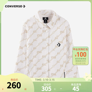 Converse children's clothing girls all star shirt spring and autumn new full-print comfortable children's long-sleeved shirt classic white 110/52 recommended height 98-104cm