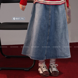 Naiyoukids a-line big swing cream kids children's clothing girls 2026 new spring denim skirt children's short skirt a-line skirt