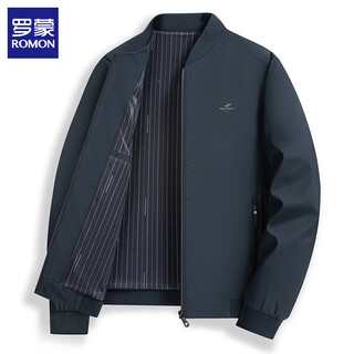Romon men's casual jacket 2026 spring new business casual baseball collar jacket men's baseball uniform top haqing m (170) (recommended weight 90-110jin jin equals 0.5 kg)