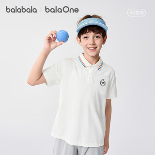 Balabala children's clothing boys' short-sleeved t-shirt children's 2026 summer new polo shirt cool quick-drying top trendy white 10101 165