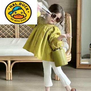 Hal.duck korean style children's clothing girls' trendy doll shirt new style baby girl casual cute sweet shirt shirt top spring and autumn ginger baby doll spring and autumn style 150