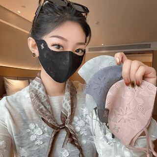 Spring and summer new lace sun protection mask with enlarged eye corners for women, elastic, high-looking, light and breathable mask, 4 lace sun protection and breathable masks, four colors in one, washable