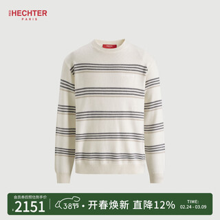 Hechter shopping mall same style cardigan men's comfortable and warm autumn and winter top new style striped comfortable thick inner for daily commuting off-white regular l