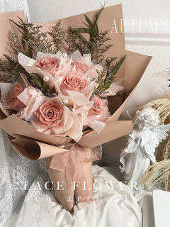 Korean pink rose preserved flower dried flower bouquet for best friend’s birthday gift mother’s day gift box for girlfriend shanghai cappuccino preserved flower large hand holding nearly 60cm tall