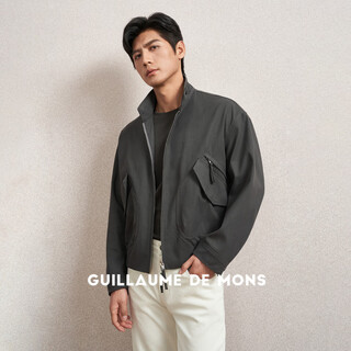Guillaume de mons aojia lyocell jacket short men's business casual commuter gray stand-up collar jacket top 2025 spring green tile gray s