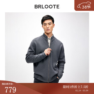 Brloote sweater men's casual autumn and winter wool cardigan simple version thickened long-sleeved comfortable knitted cardigan gray 180/100a