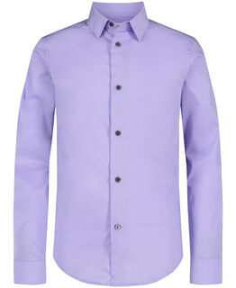 Calvin klein boys' slim fit long sleeve dress shirt solid button collar stretch cotton blend business casual lilac 16