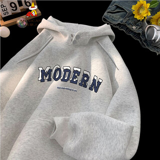 Scarecrow trendy brand letter printed snap hooded sweatshirt for men 2026 spring and autumn new style zipper loose casual jacket white flower gray 9909 m