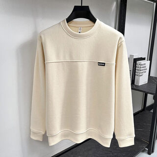 Dancing wolves 2025 new men's velvet thickened round neck sweatshirt beige l