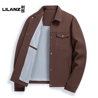 Lilanz 2026 spring and autumn new casual lapel trendy jacket for young and middle-aged fashion trendy versatile long-sleeved men's jacket brown l 175