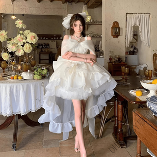 Ohmmayby 18th birthday adult ceremony tube top small evening dress for women 2025 new princess tutu skirt can be worn at ordinary times 1696 dress bow complete set 2xl