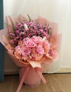 Korean-style pink rose everlasting flower dried flower bouquet for best friend’s birthday gift mother’s day gift box for girlfriend shanghai pink rose everlasting flower upgraded version large hand holding height nearly 60cm