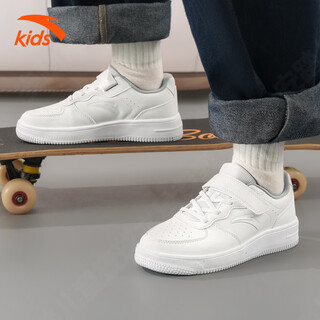 Anta white shoes, children's sneakers, boys and girls, middle-aged and adolescents, spring and autumn new student lightweight breathable sneakers, white, classic and versatile, size 33 (foot length 205mm)