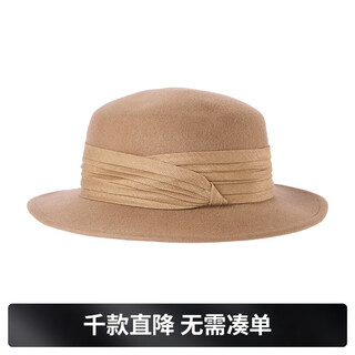 S.deer women's autumn and winter new fashion versatile wide-brimmed hat elegant wide-brimmed decorative hat reddish brown