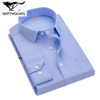 Septwolves long-sleeved professional formal shirt men's striped large size shirt business casual middle-aged dad no-iron men's top e08-30 39
