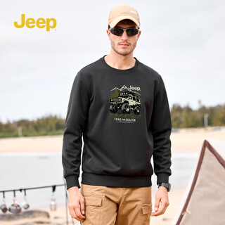 Jeep jeep round neck sweatshirt men's heavy loose spring casual high-end youth trendy sweatshirt
