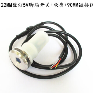 22mm metal kick switch smart toilet flush button toilet switch waterproof self-repair 22mm blue light 5v kick switch + soft cover + 90mm chain