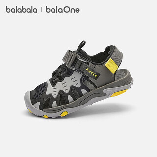Balabala balaone children's shoes, children's sandals, boys' and girls' sports shoes, 2026 summer new outdoor shoes, gray and black tone 00429 30 (foot length 18.3-18.7/inner length 19.6)