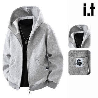 Fingercroxx it american street handsome sweatshirt men's spring new versatile casual hooded top trendy brand cardigan jacket hemp gray counter same style s 90-115jin jin equals 0.5 kg