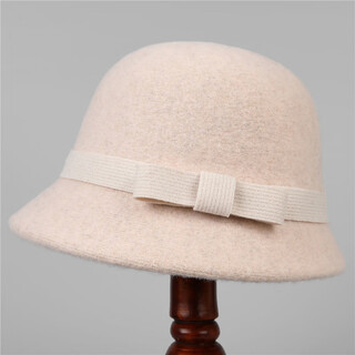 Wool elegant hepburn style hat french lady temperament retro mom hat winter warm fisherman hat basin hat beige m(56-58cm)