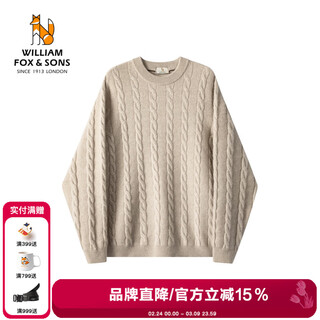 William fox&sons william fox inner mongolia luxury 100% white cashmere classic cable round neck pullover warm cashmere sweater for men apricot 100% cashmere s/46