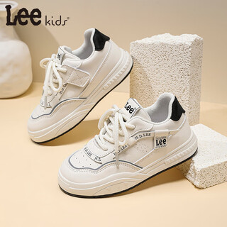 Lee children's shoes, spring children's white shoes, versatile casual shoes, girls' sneakers, boys' moral training running shoes, beige 26, recommended foot length 165mm