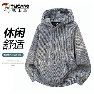 Woodpecker (tucano) american hooded sweatshirt men's spring new style youth casual versatile niche trendy long-sleeved tops pullover men's white regular l (weight 110-130jin jin equals 0.5kg, height 170-175)