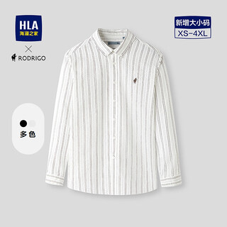 Heilan house (hla) long-sleeved shirt for men spring 26 new light business rodrigo joint series striped shirt for men hneaw1f049a rice apricot stripes 73 l 175/96a recommended 149~160jin jin equals 0.5 kg