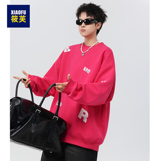Xiaofu american retro trendy brand handsome heavyweight hooded round neck casual sweatshirt with letters for men in spring and autumn casual tops for couples